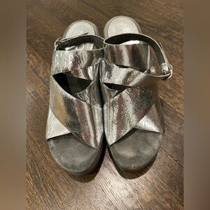 Calleen Cordero Metallic Silver  Platform Sandal Heel Shoe Sz 8 R $575